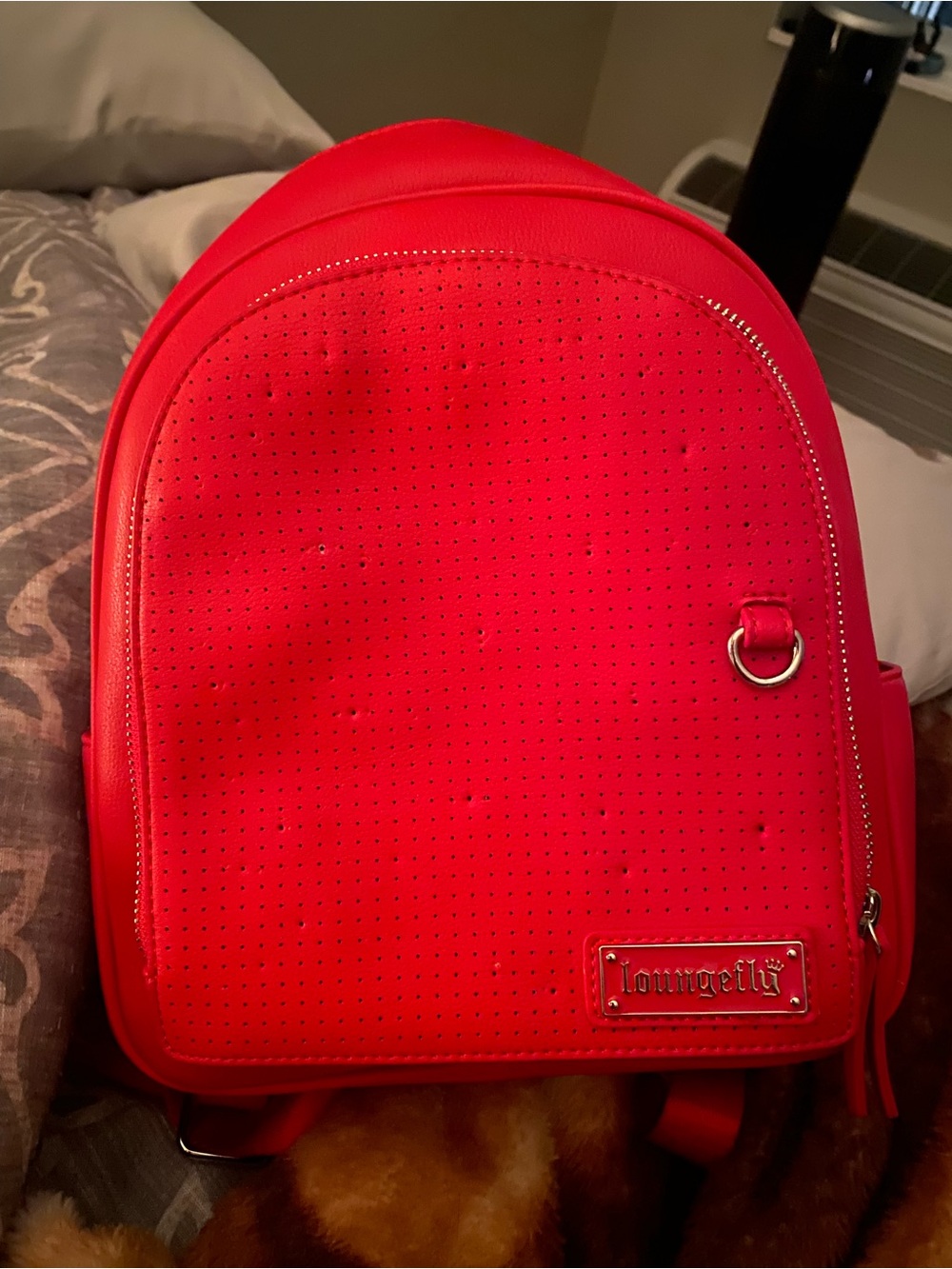 Loungefly Bright Red Perforated Mini Backpack